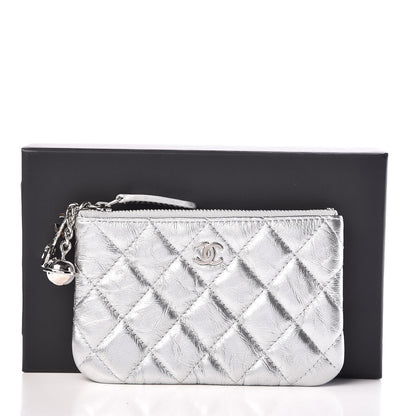 Chanel Metallic Calfskin Quilted Small Cosmo Cosmetic Case Silver 10 of 10