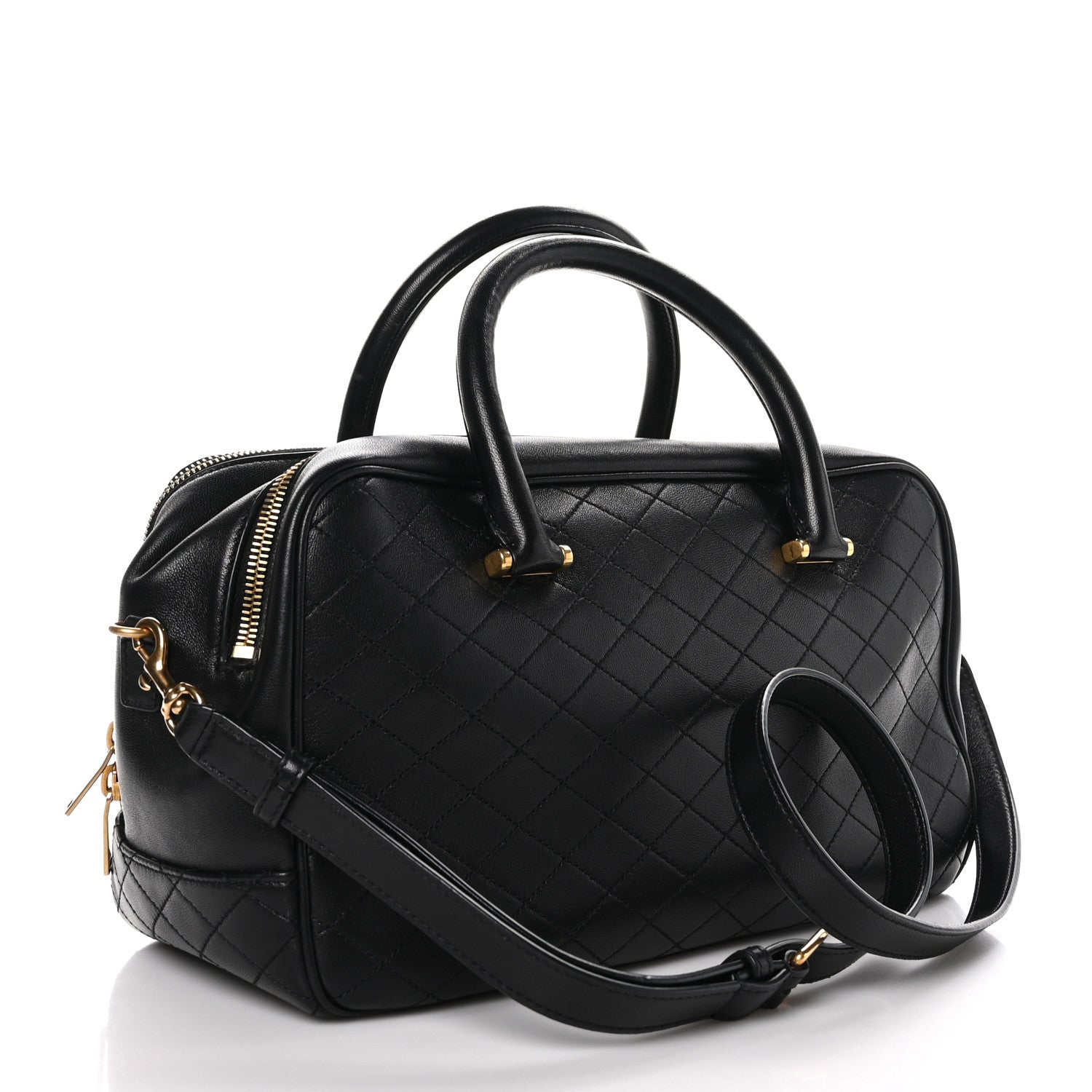 Saint Laurent Lambskin Lyia Quilted Duffle Bag Black 3 of 13