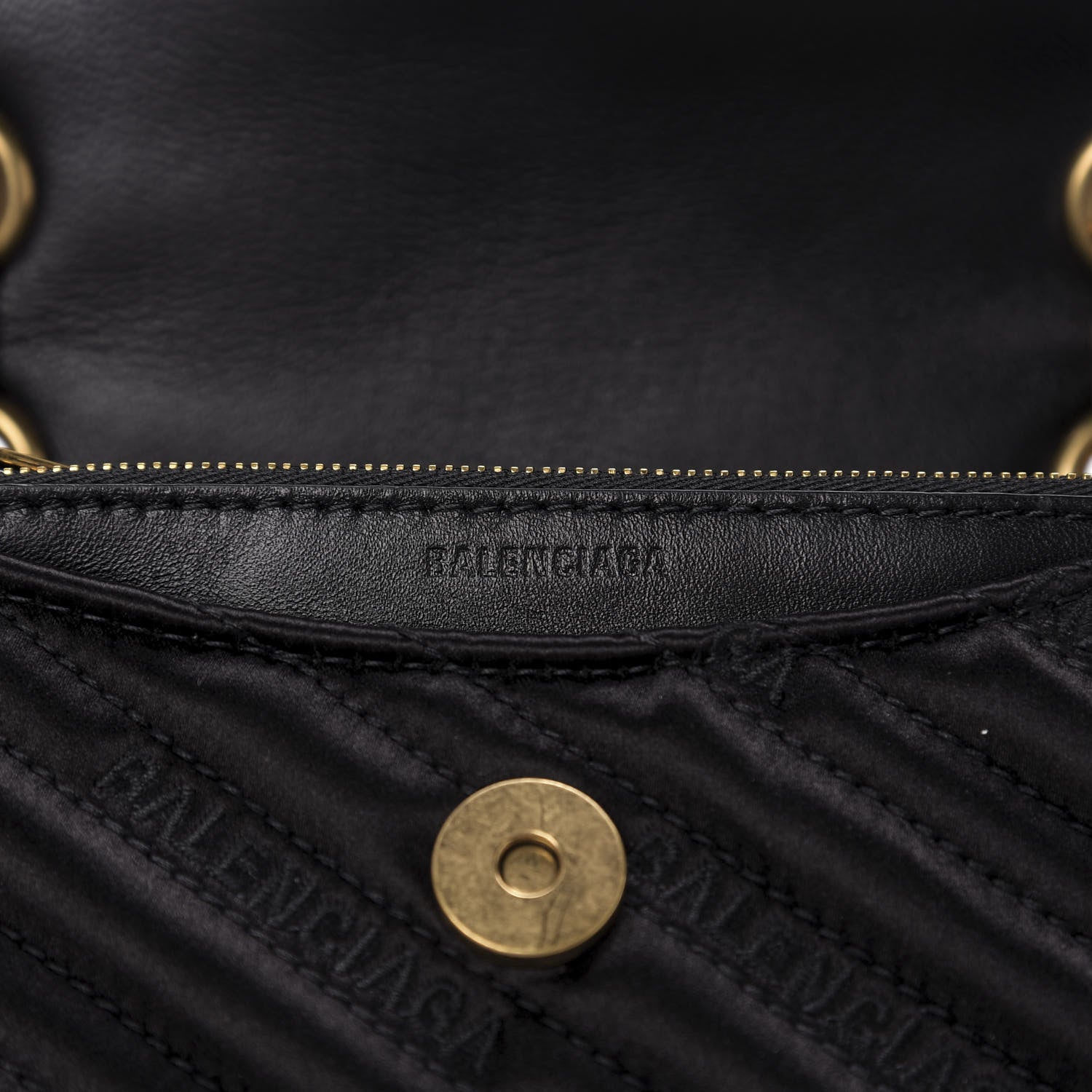 Balenciaga Satin Jacquard Logo Matelasse S BB Round Shoulder Bag Black 6 of 10