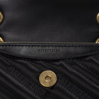 Balenciaga Satin Jacquard Logo Matelasse S BB Round Shoulder Bag Black 6 of 10
