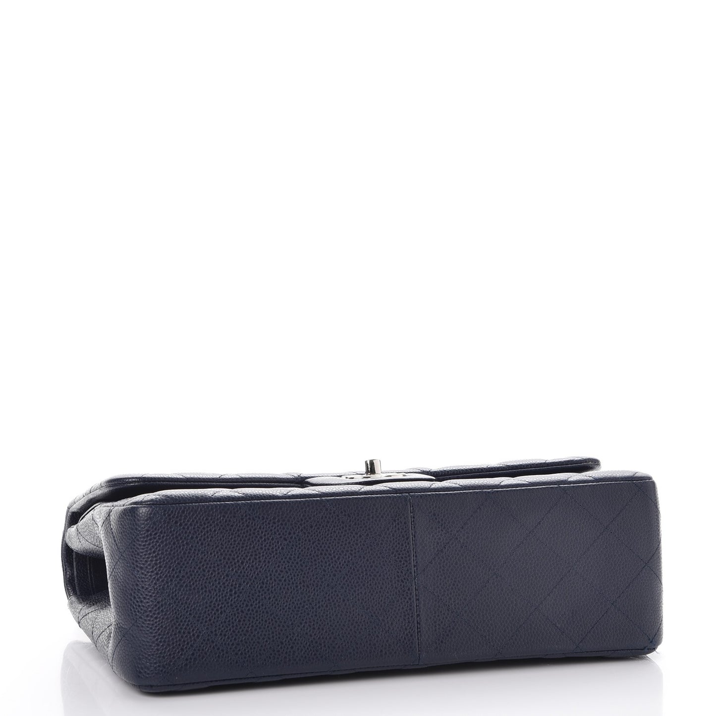 Caviar Quilted Jumbo Double Flap Navy Blue