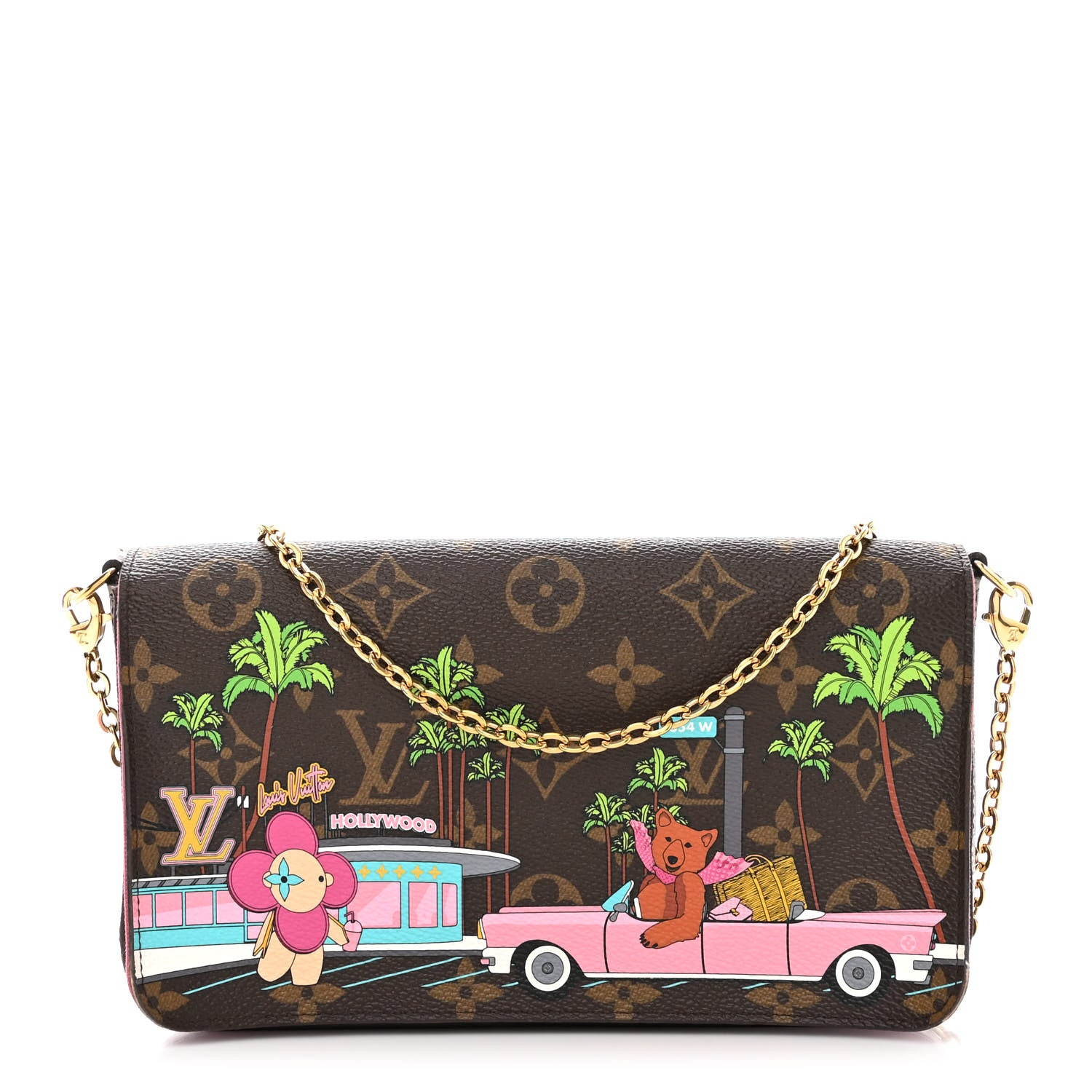 Louis Vuitton Monogram 2021 Christmas Animation Hollywood Pochette Felicie Chain Wallet Fuchsia 3 of 18