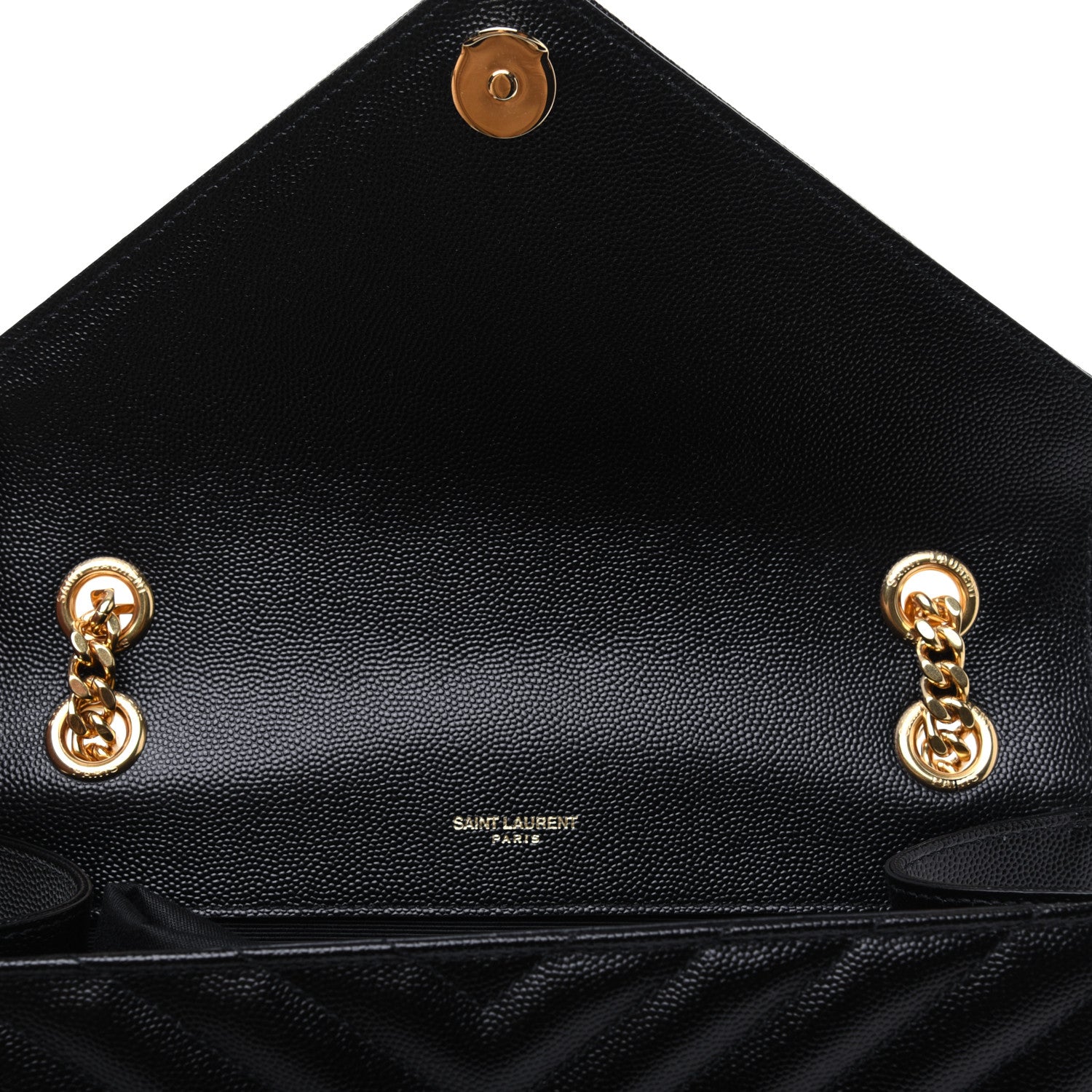 Saint Laurent Grain De Poudre Matelasse Chevron Medium Monogram Satchel Black 11 of 15