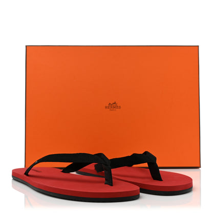 Hermes Canvas Mens Summer Thong Sandals 43 Black Rouge H 13 of 13