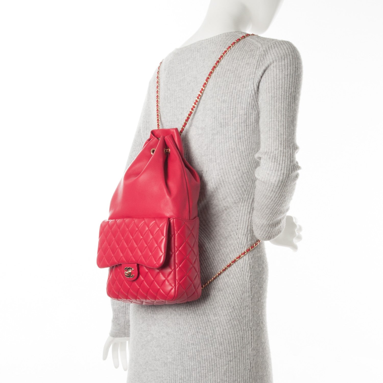 Chanel Lambskin Quilted Large In Seoul Backpack Red 2 of 7