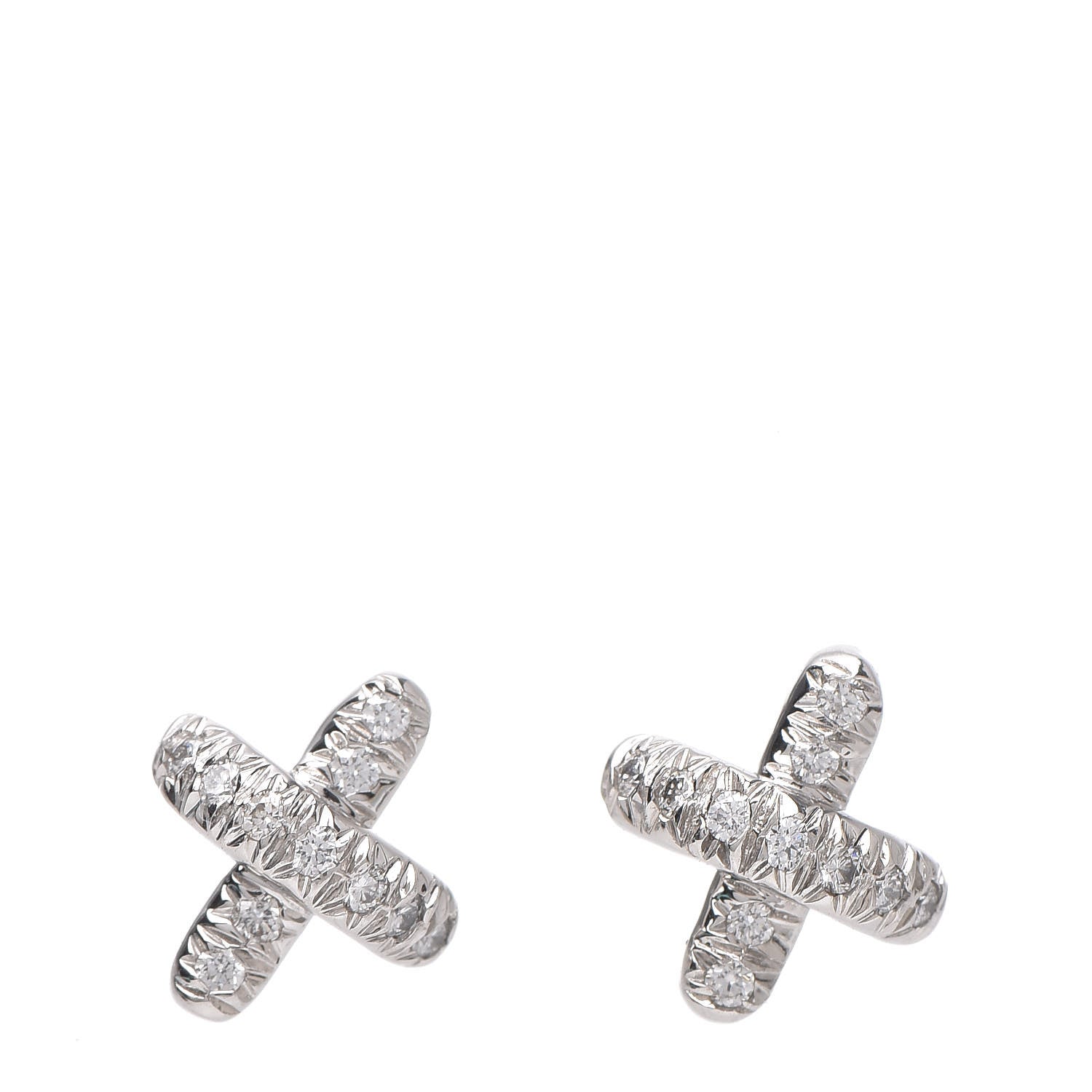 Tiffany Platinum Diamond Cross Stitch X Stud Earrings 1 of 5