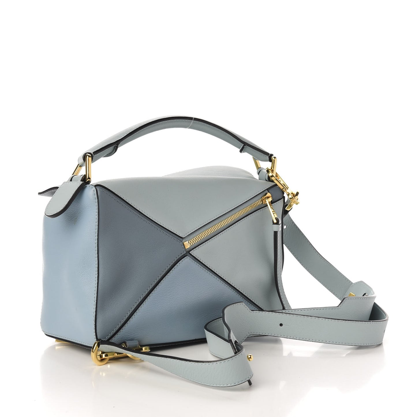Calfskin Small Puzzle Bag Aqua Light Blue Stone Blue