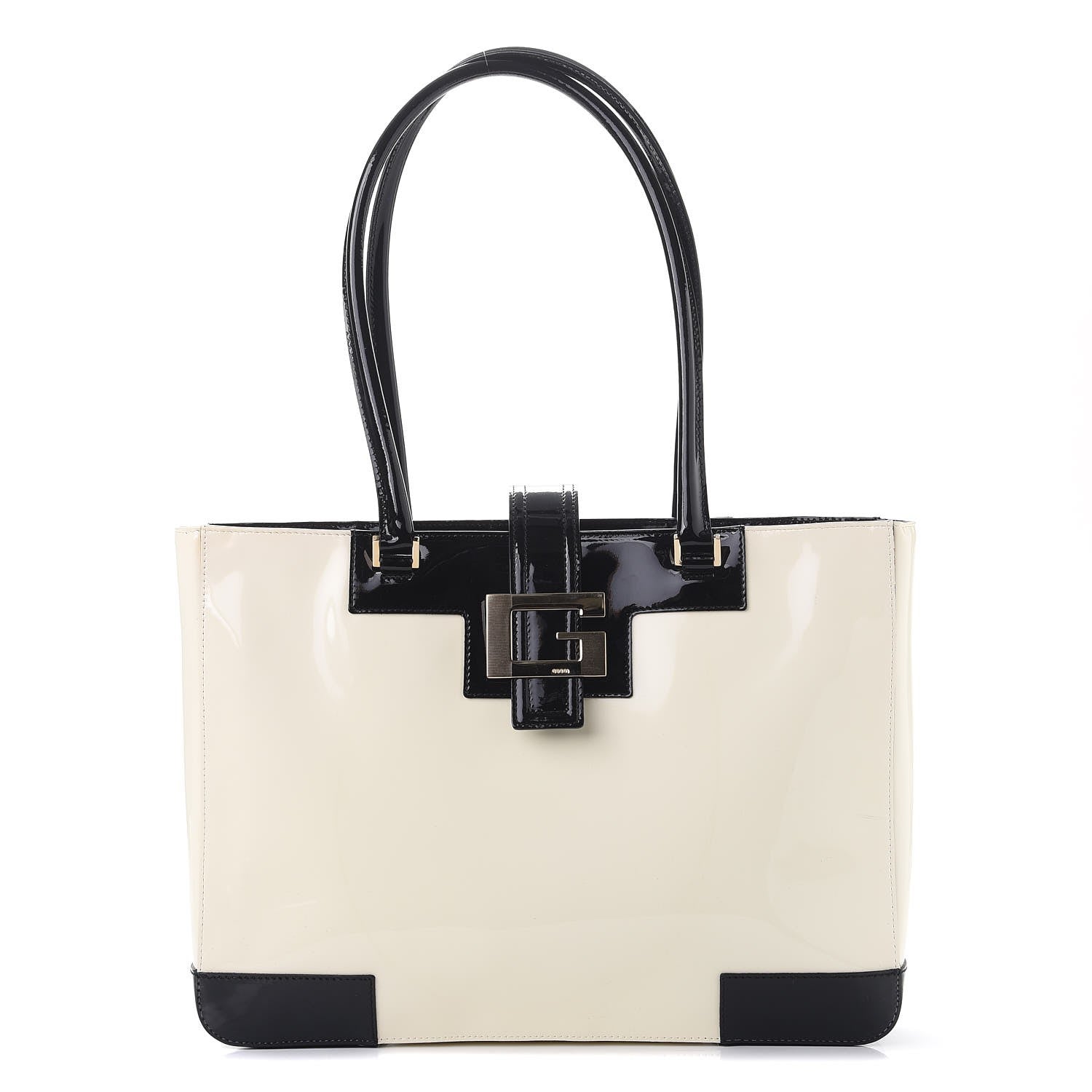 Gucci Patent G Tote White Black 1 of 9