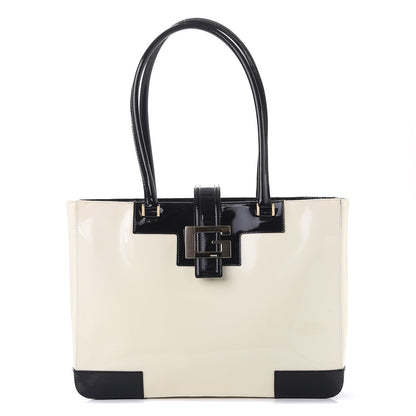 Gucci Patent G Tote White Black 1 of 9