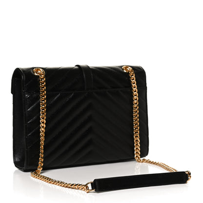 Saint Laurent Grain De Poudre Matelasse Chevron Medium Monogram Satchel Black 3 of 10