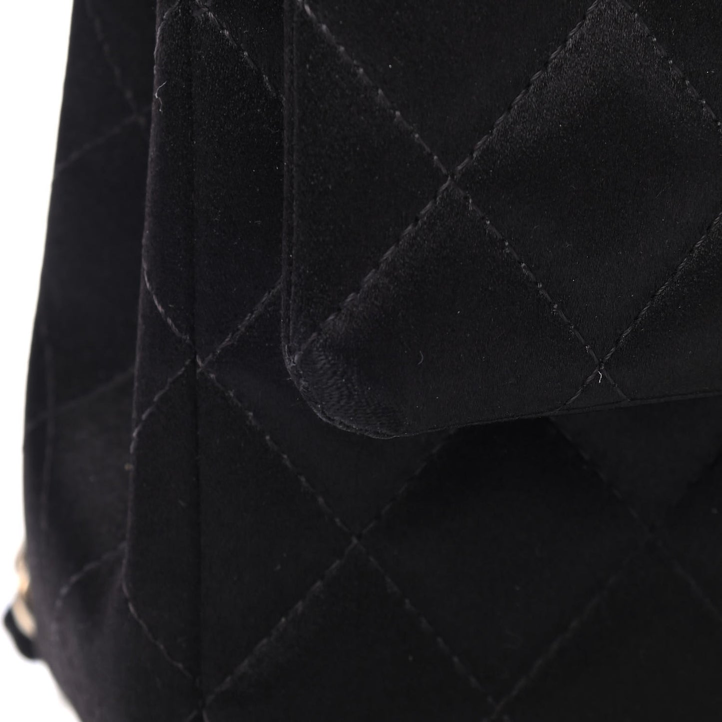 Satin Quilted Medium Double Flap Black