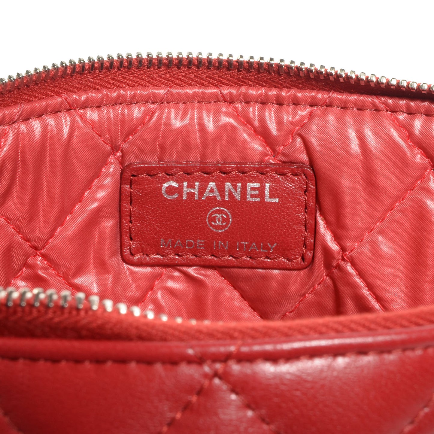 Lambskin Quilted Medium Cosmetic Case Red