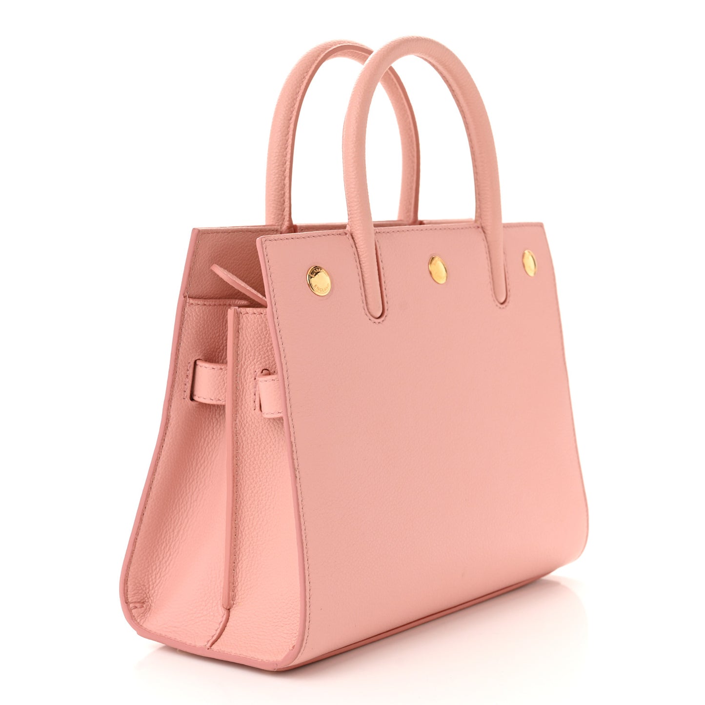 Grainy Calfskin Mini Two Handle Title Bag Blush Pink