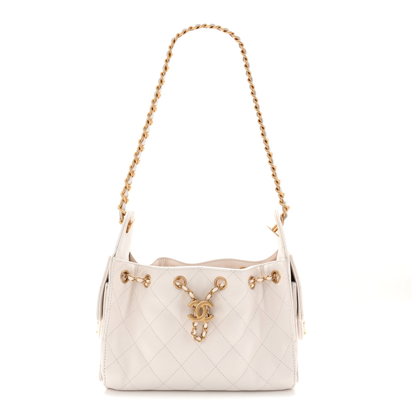 Caviar Quilted Mini Chanel 25 Handbag White