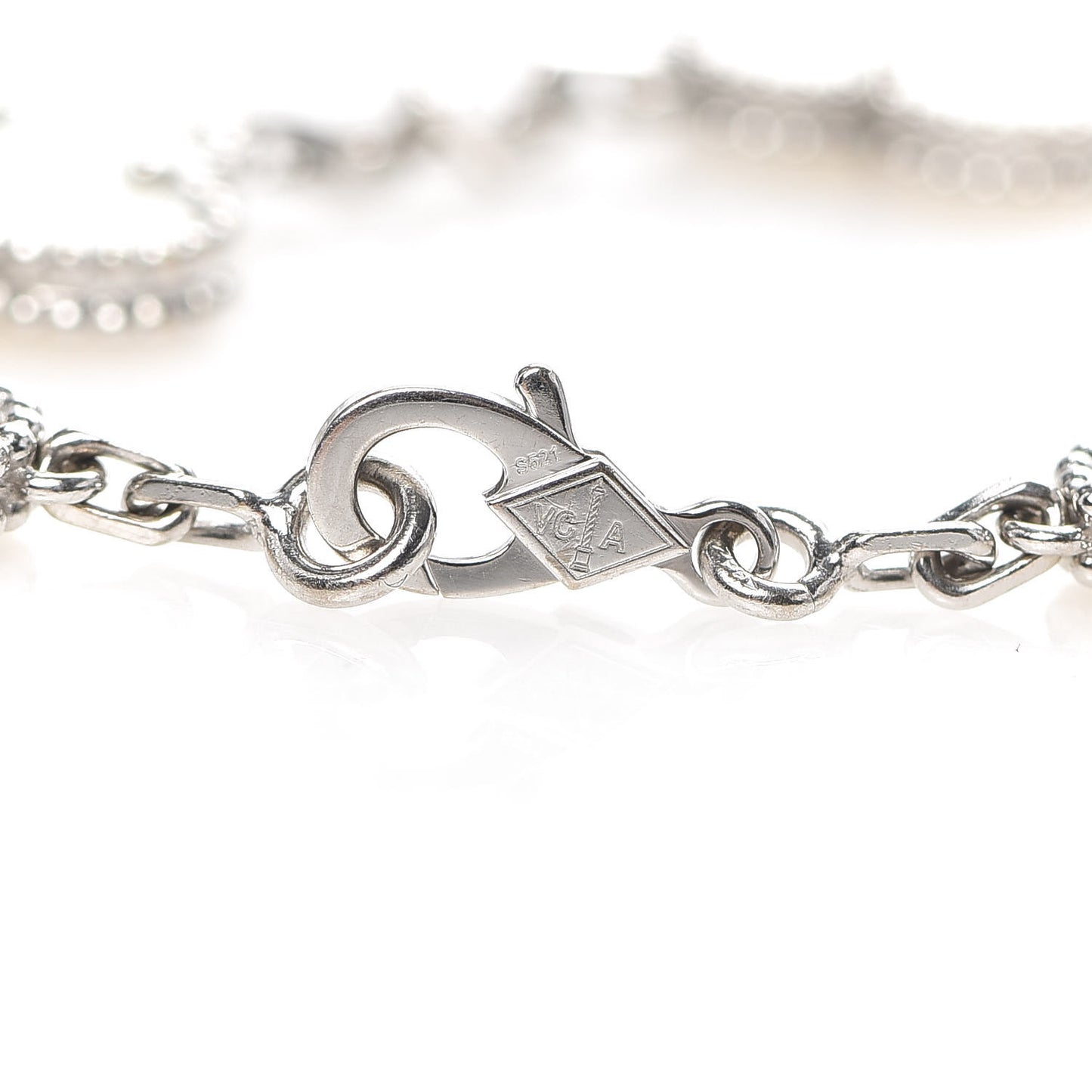 18K White Gold Mother of Pearl 5 Motifs Vintage Alhambra Bracelet