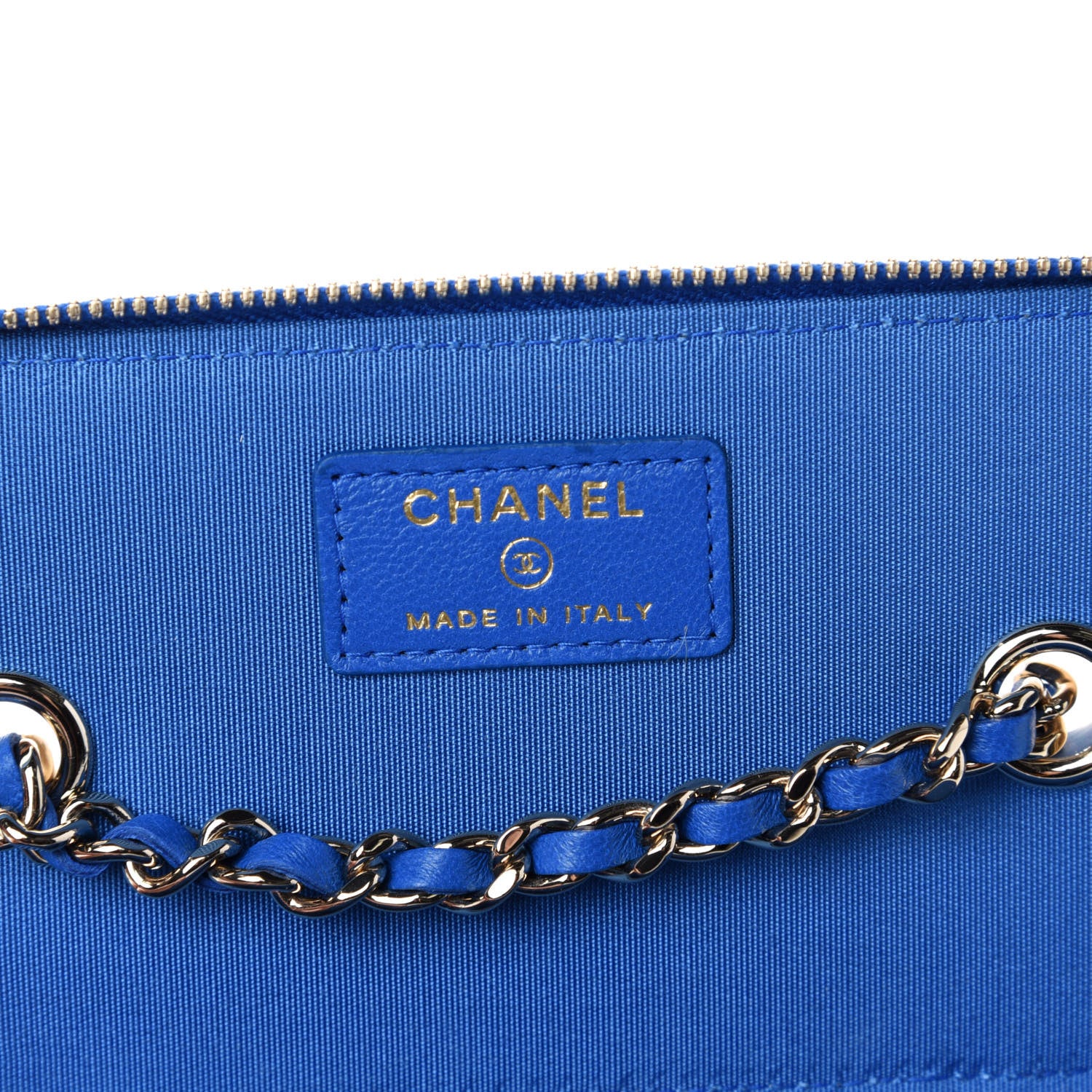 Chanel Raffia Jute Striped Small Vanity Case With Chain Blue Beige 8 of 11