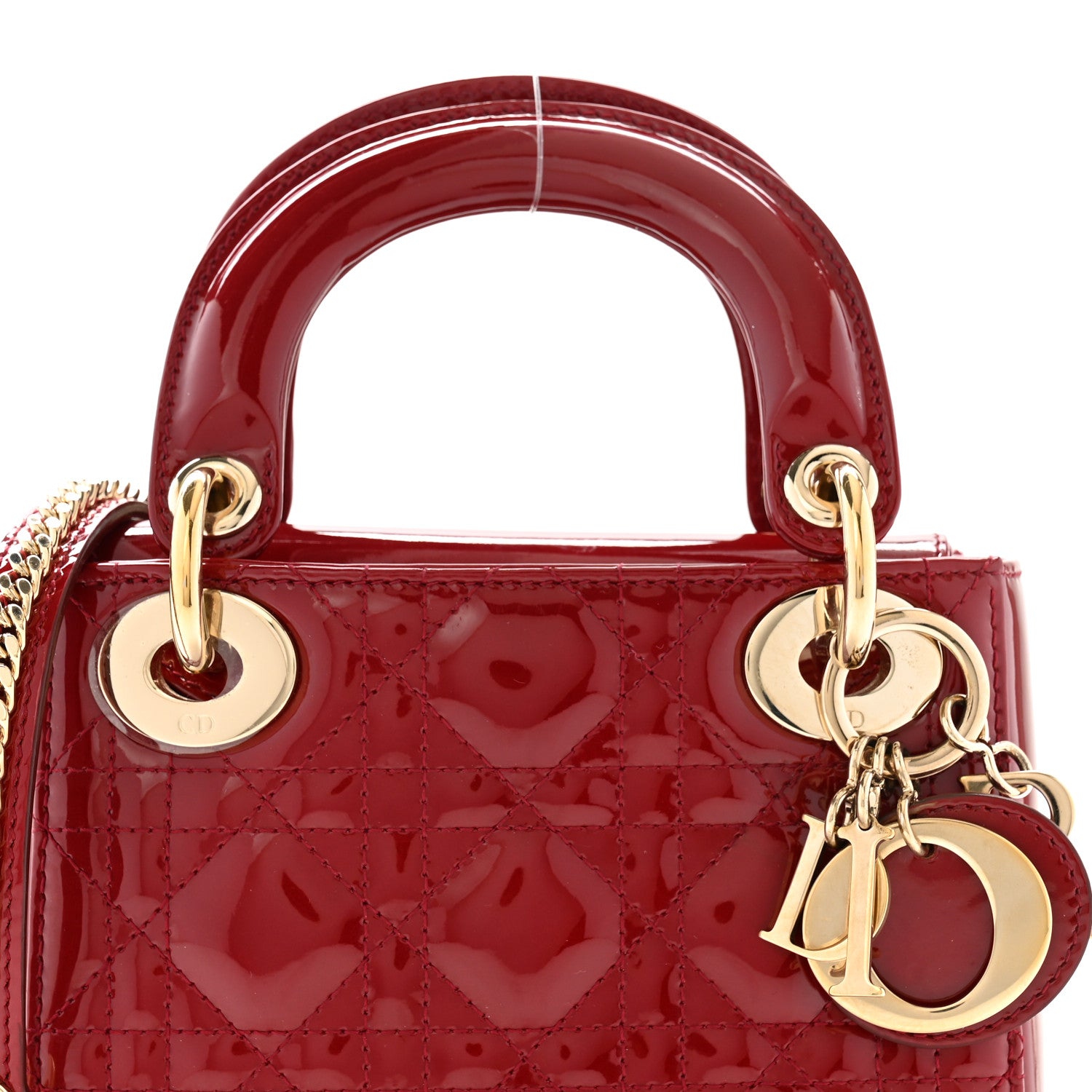 Christian Dior Patent Cannage Mini Lady Dior Red 7 of 10