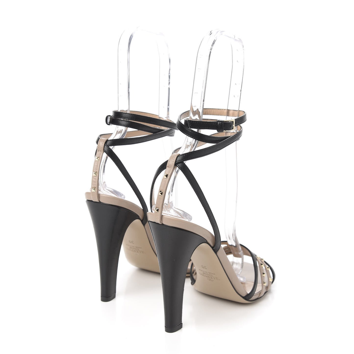 Nappa Rockstud Ankle Strap Sandals 39 Black Poudre