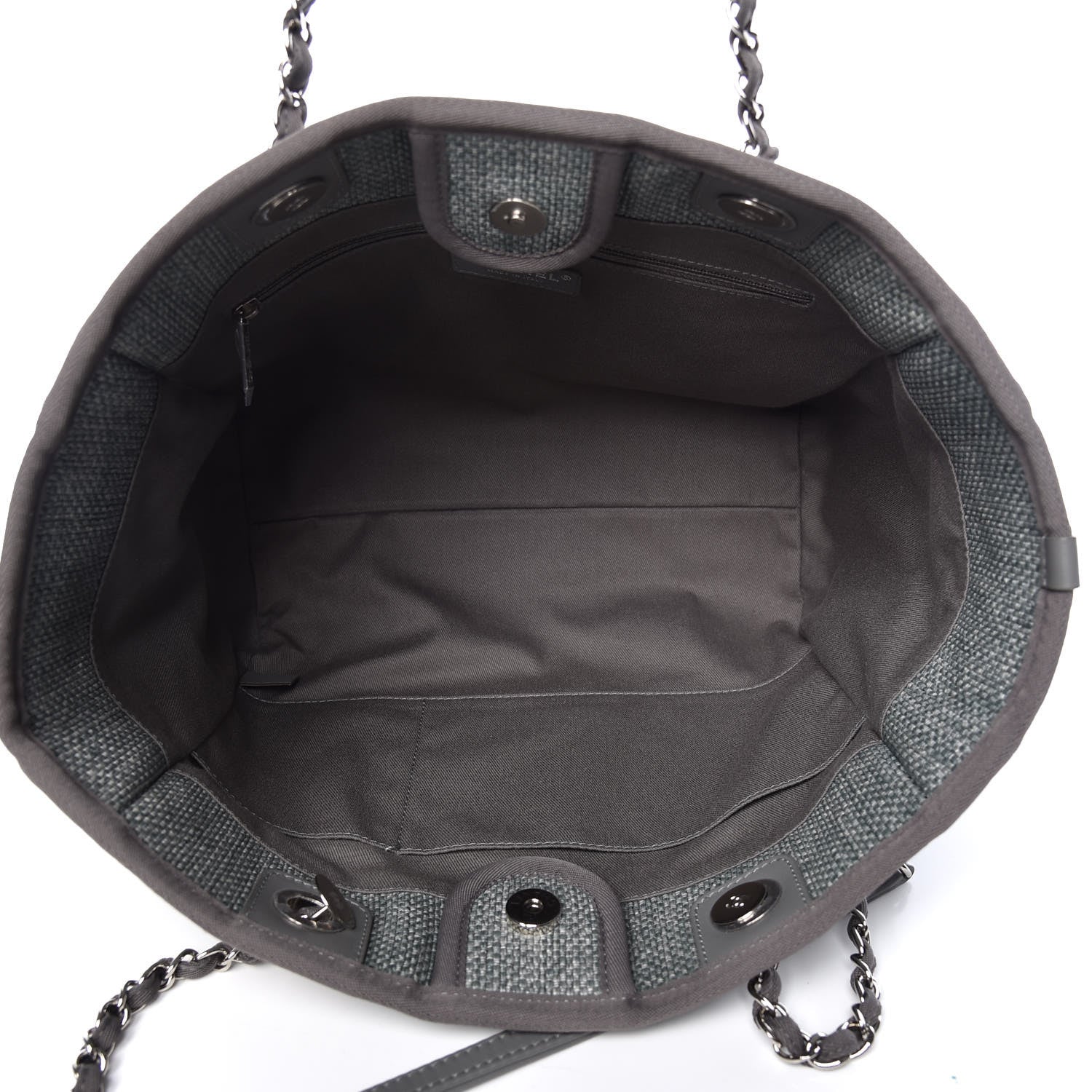 Chanel Woven Straw Raffia Small Deauville Tote Grey 5 of 10