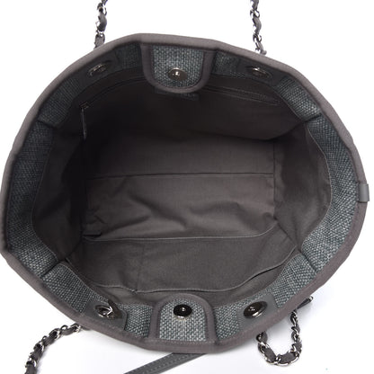 Chanel Woven Straw Raffia Small Deauville Tote Grey 5 of 10