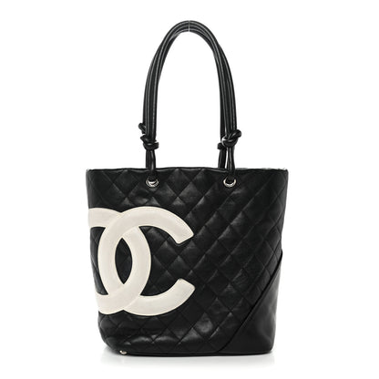 Chanel Calfskin Quilted Medium Cambon Tote Black White 1 of 15