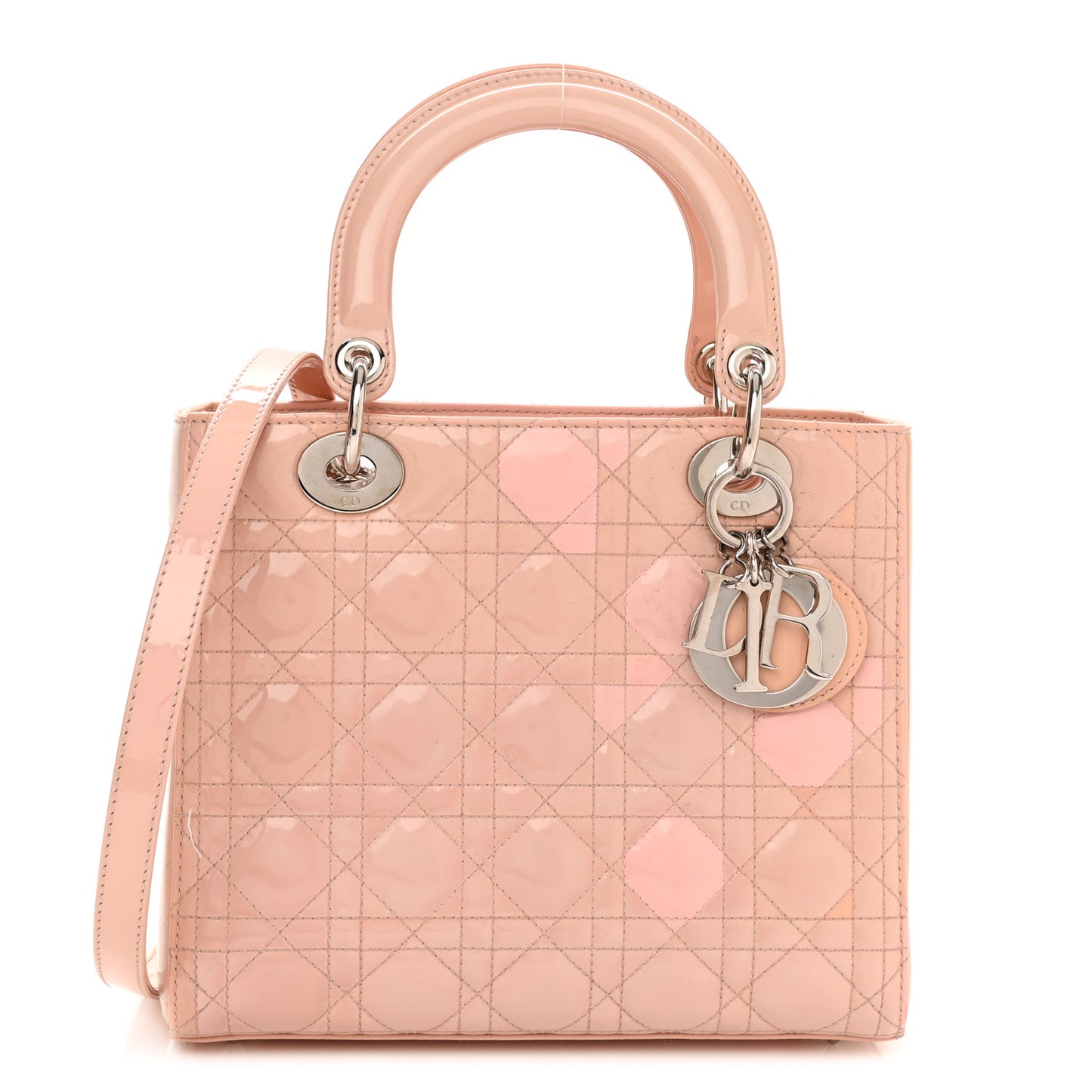 Patent Cannage Medium Lady Dior Rose Clair
