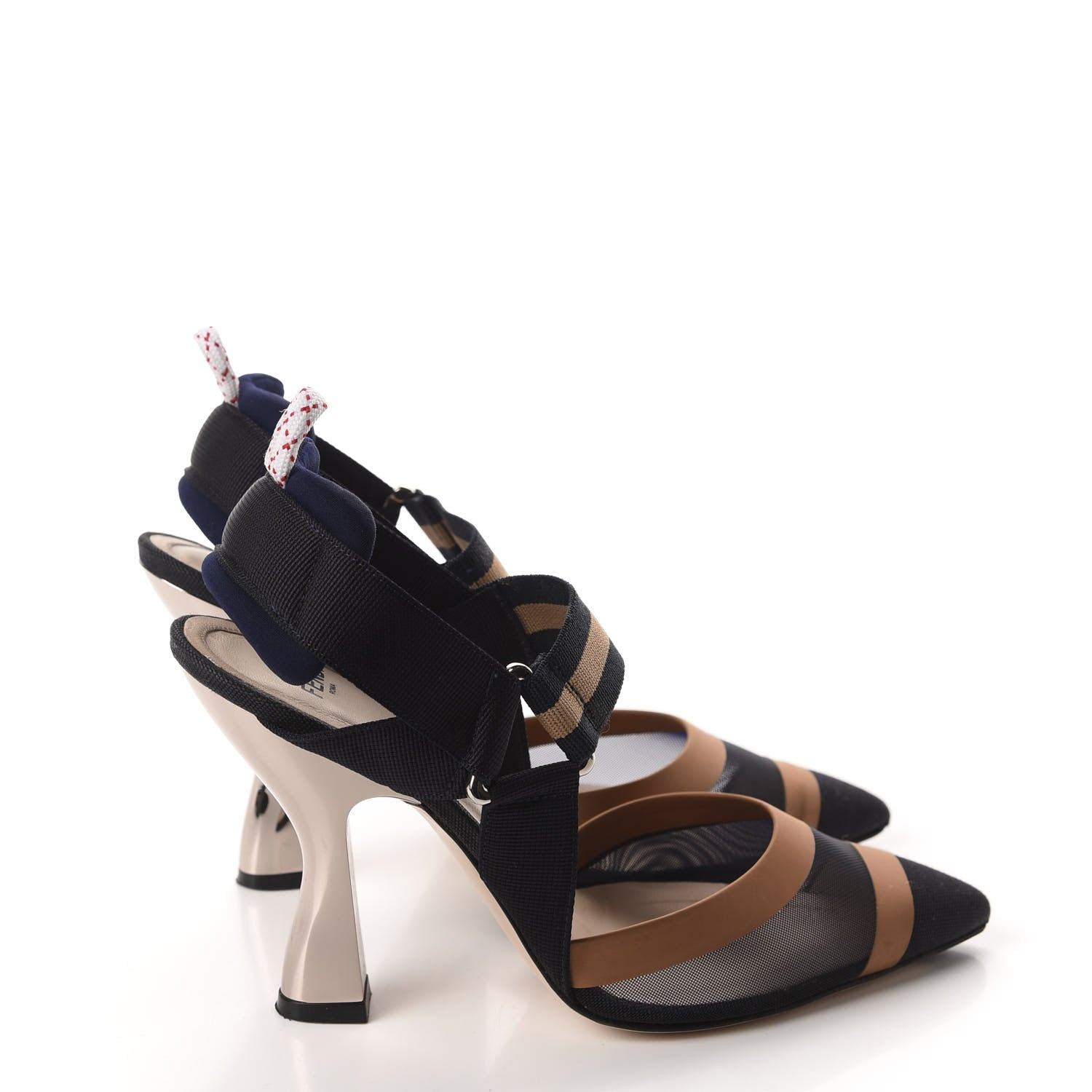 Fendi Technical Mesh FF Colibri Slingback Pumps 35.5 4 of 11
