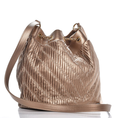 Chanel Metallic Lambskin Coco Pleats Drawstring Bag Gold 3 of 7