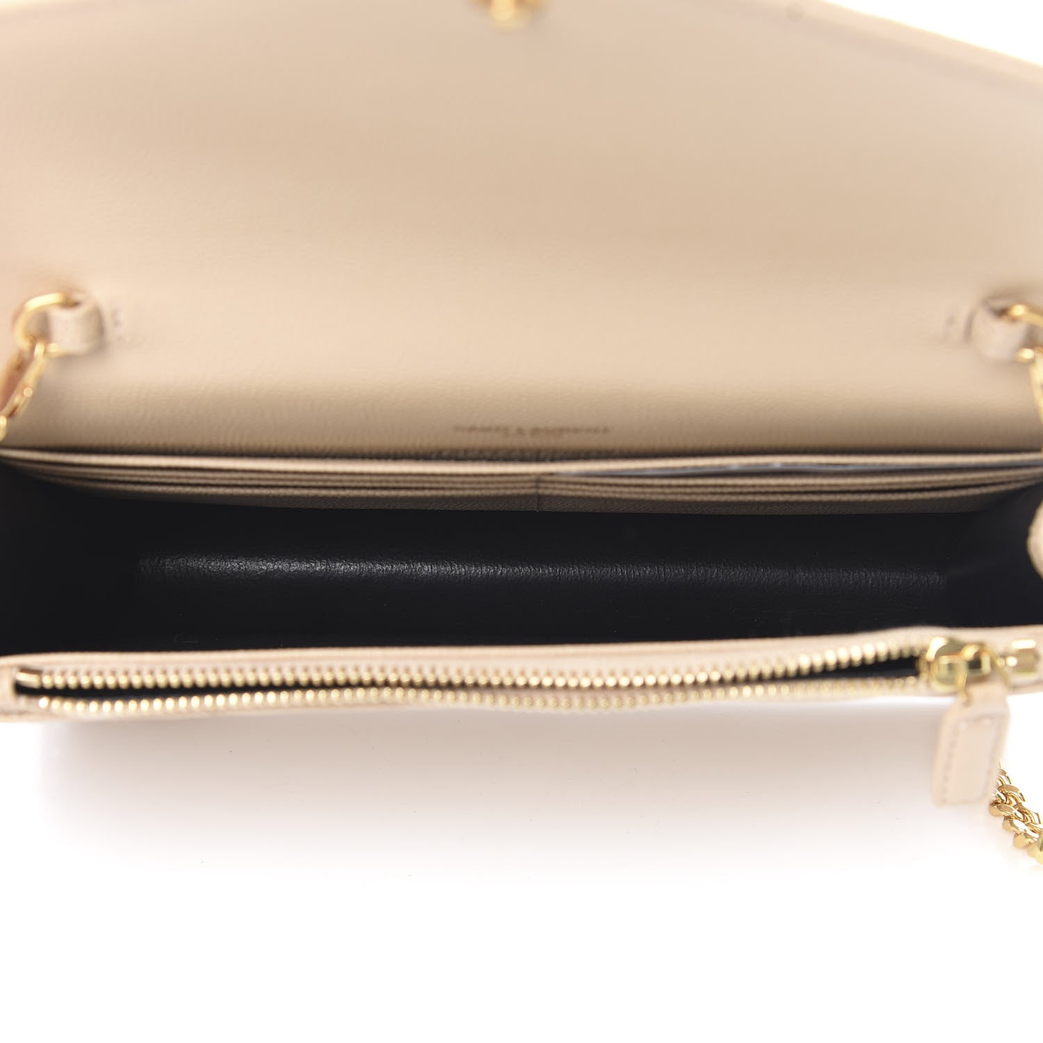 Saint Laurent Grain De Poudre Matelasse Chevron Monogram Envelope Chain Wallet Nude Powder 5 of 12