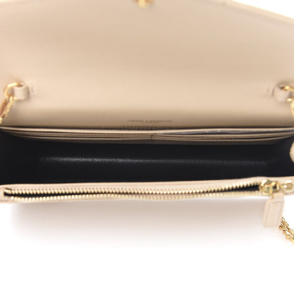 Saint Laurent Grain De Poudre Matelasse Chevron Monogram Envelope Chain Wallet Nude Powder 5 of 12