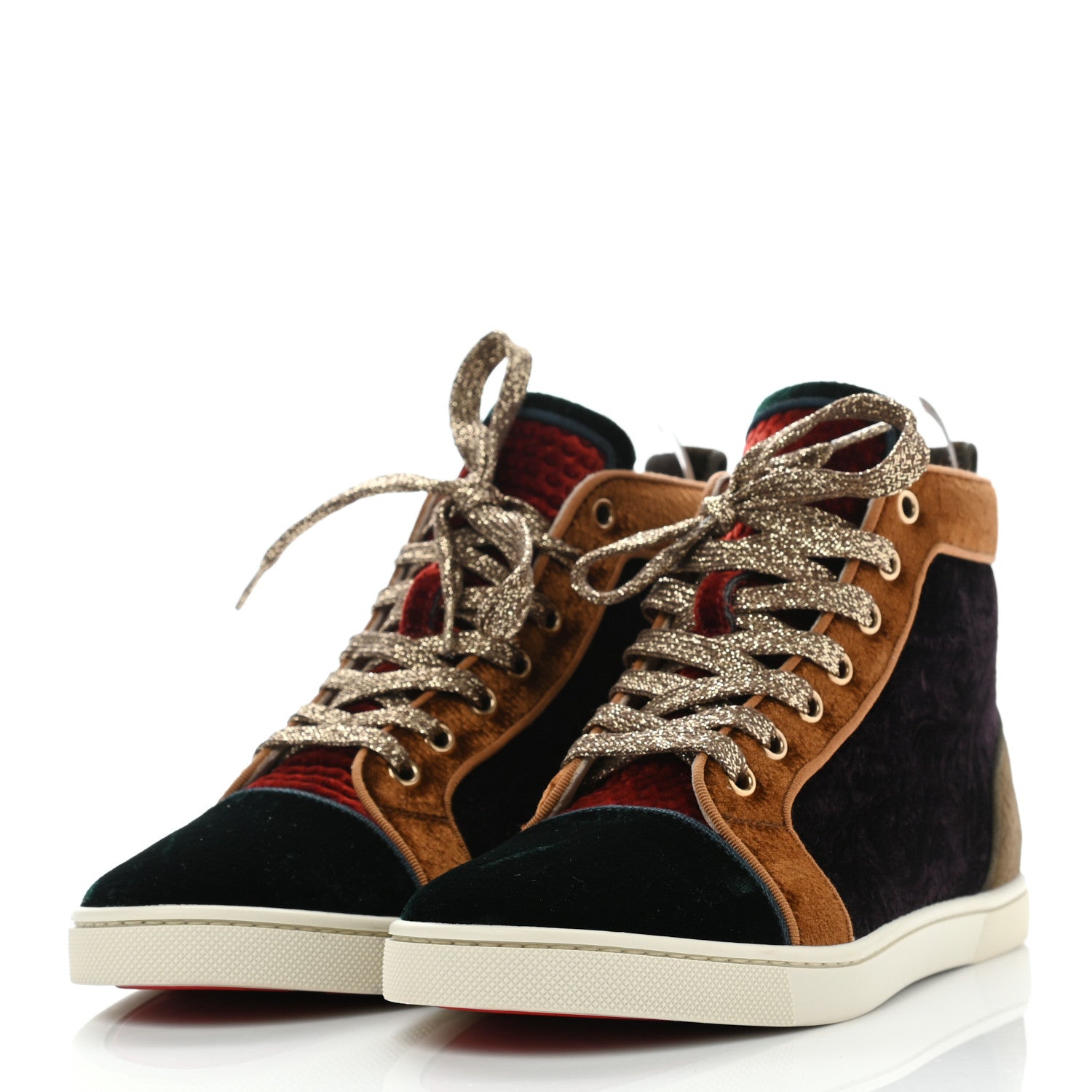 Christian Louboutin Velvet Stamp Floral Orlato High Top Flat Sneakers 37 3 of 10