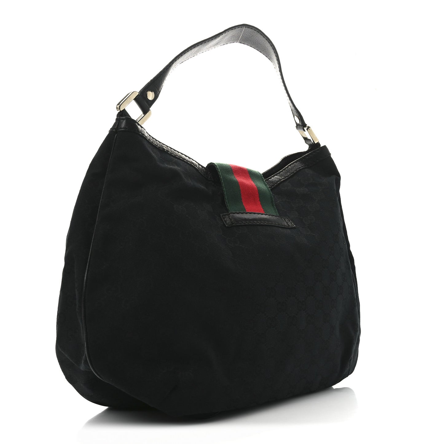 Monogram Large New Ladies Web Hobo Black