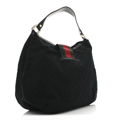 Gucci Monogram Large New Ladies Web Hobo Black 3 of 11