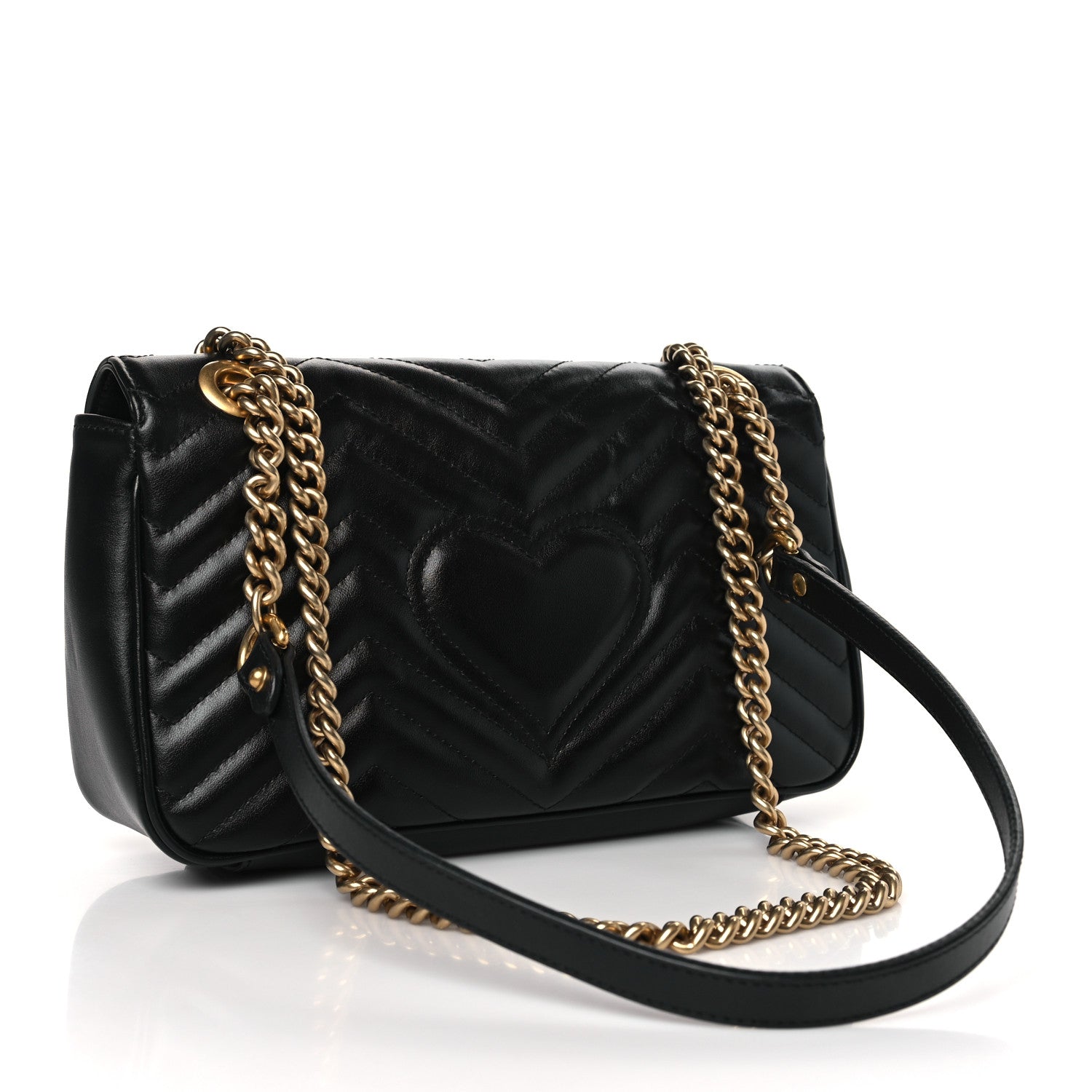 Gucci Calfskin Matelasse Small GG Marmont Shoulder Bag Black 3 of 9