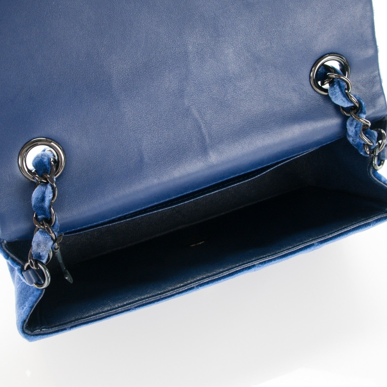 Chanel Velvet Quilted Mini Rectangular Flap Blue 5 of 7