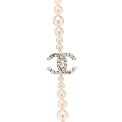 Chanel Pearl Cluster CC Long Necklace Silver 4 of 8
