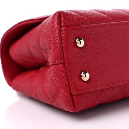 Chanel Caviar Quilted Mini Coco Handle Flap Red 8 of 10