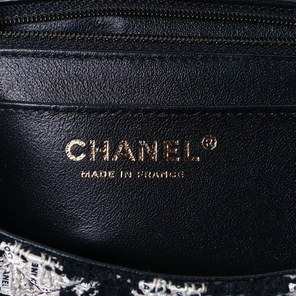 Chanel Tweed Quilted Mini Rectangular Flap Black Ecru White 6 of 11