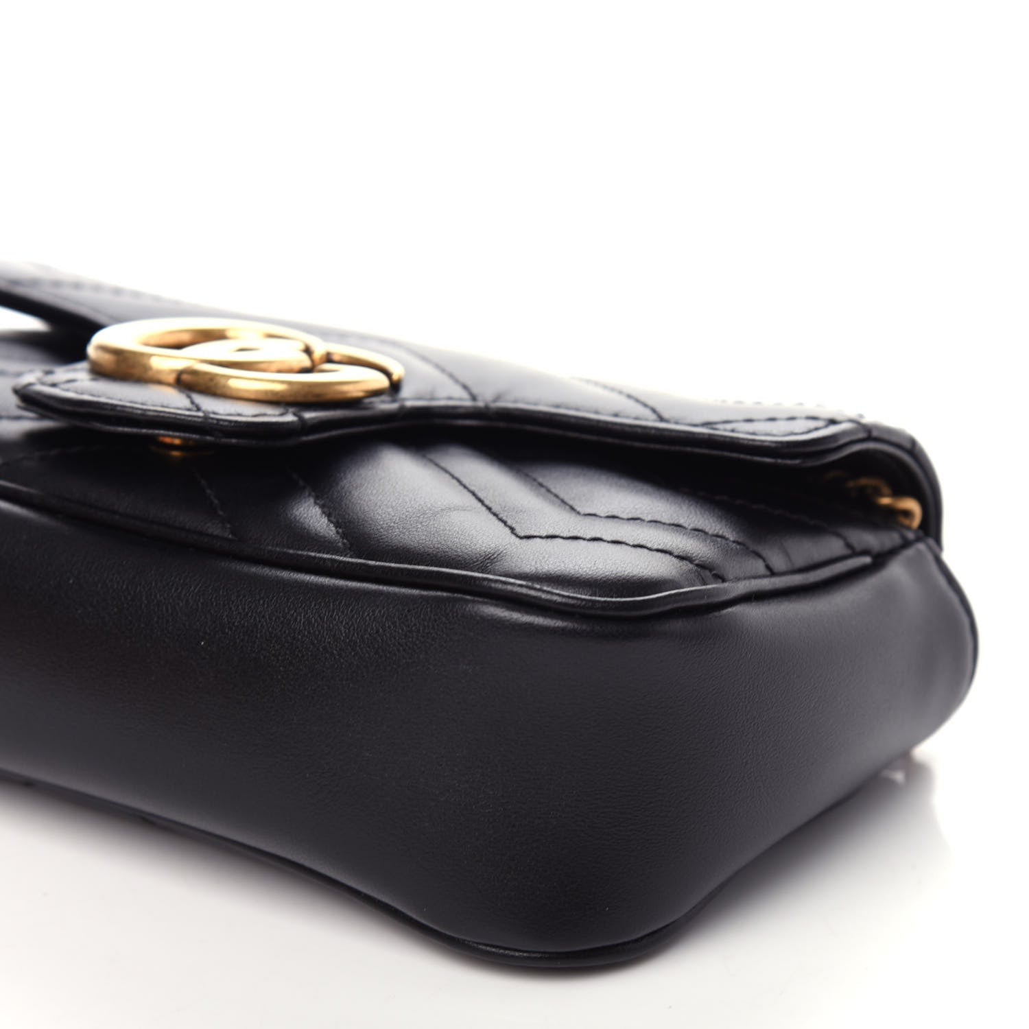 Gucci Calfskin Matelasse Super Mini GG Marmont Shoulder Bag Black 9 of 10