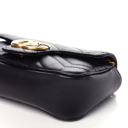Gucci Calfskin Matelasse Super Mini GG Marmont Shoulder Bag Black 9 of 10