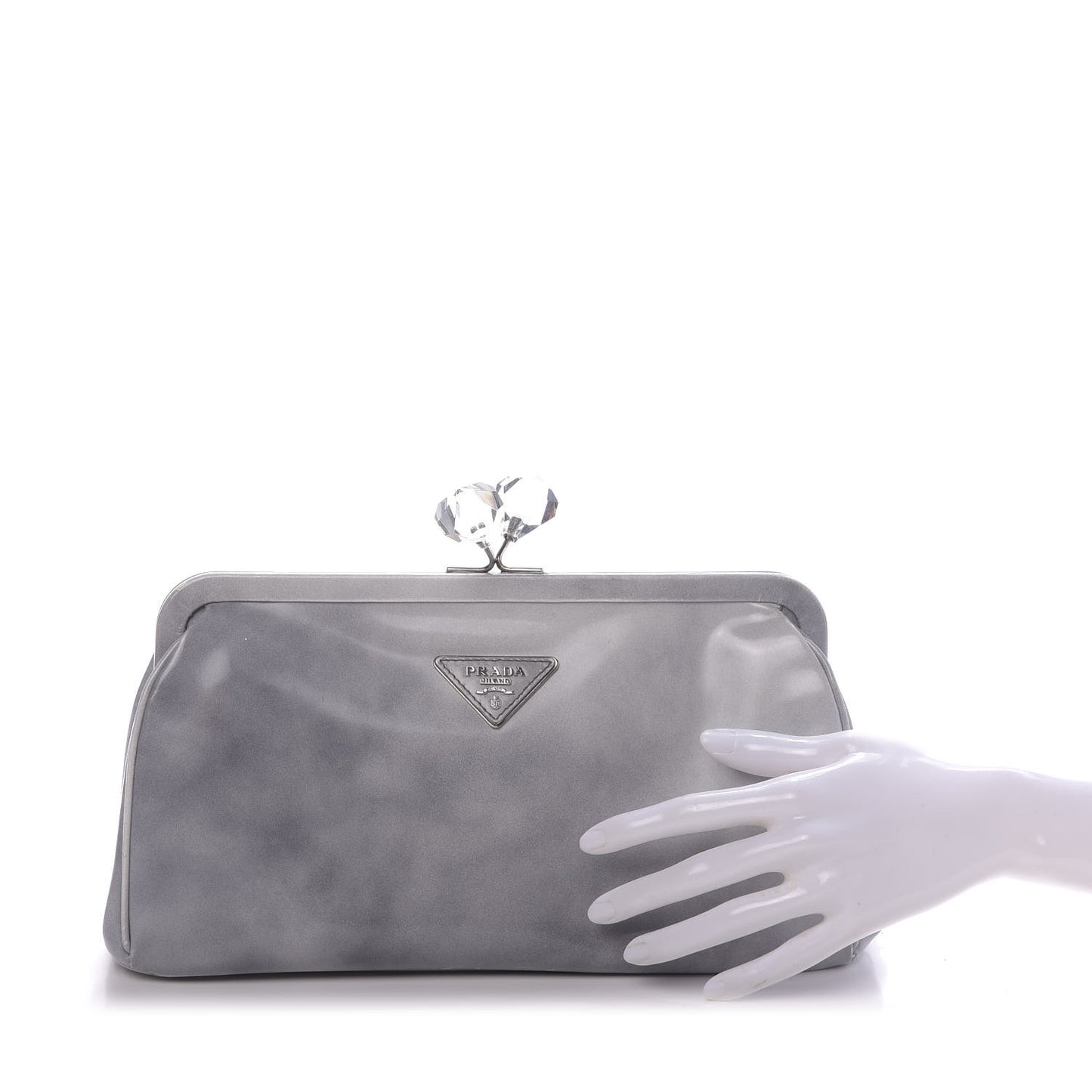 Spazzolato Kisslock Clutch Grigio