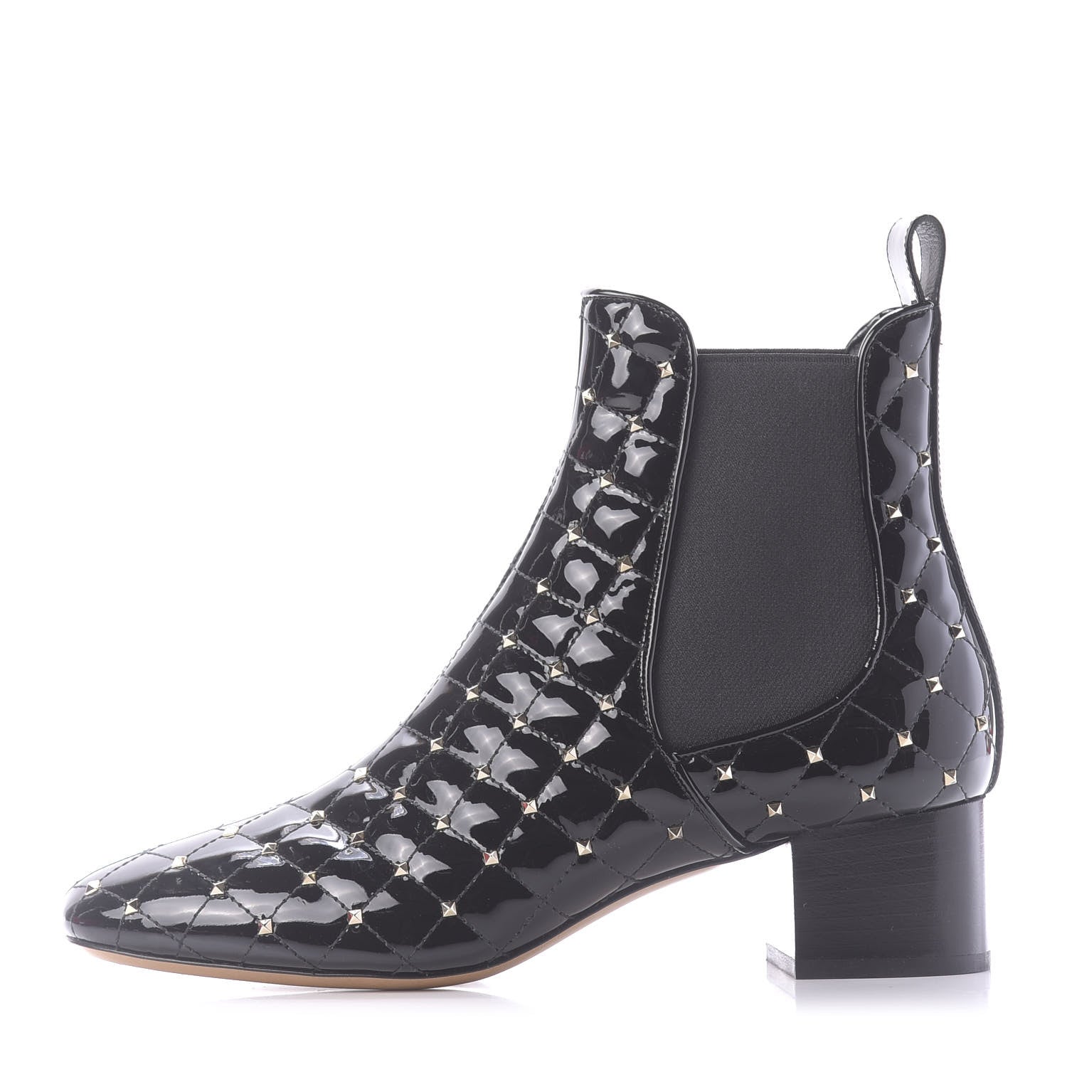Valentino Garavani Patent Rockstud Spike Chelsea Ankle Boots 39 Black 1 of 11