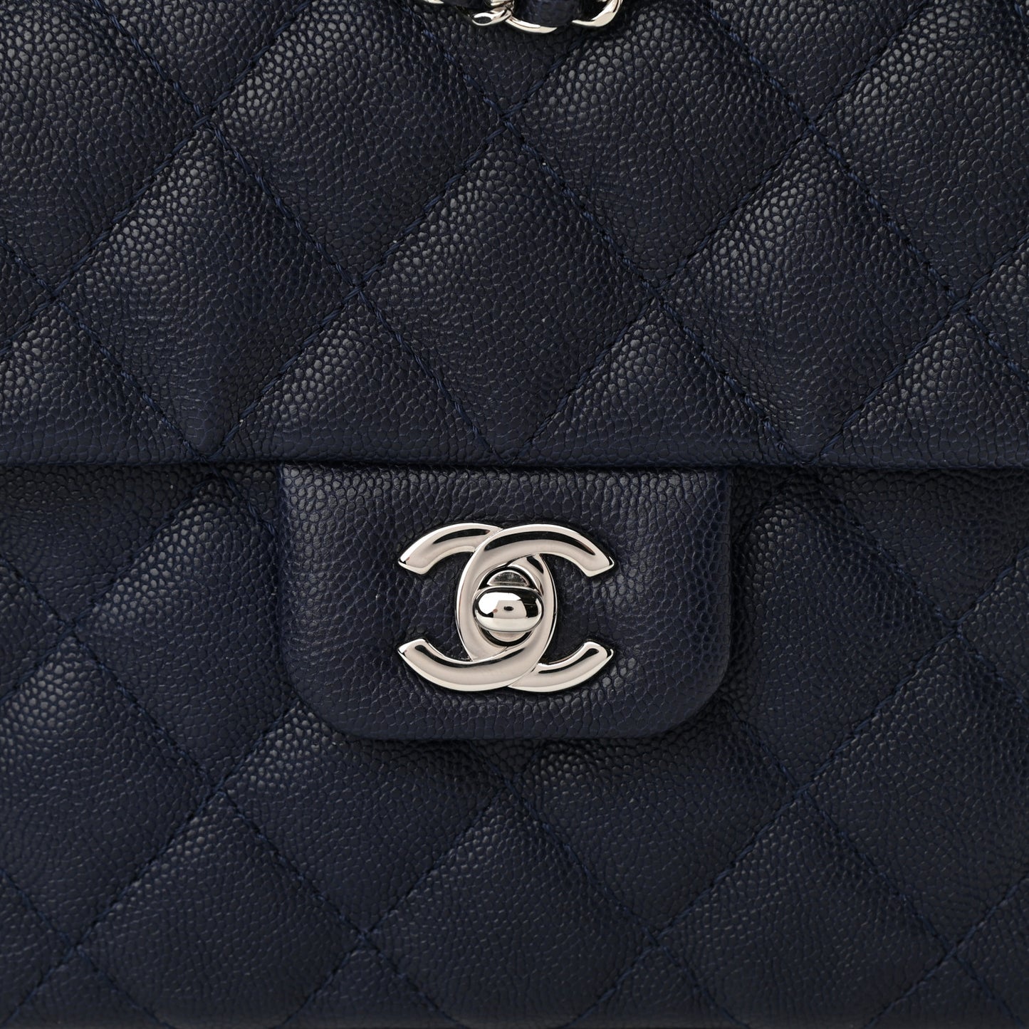Caviar Quilted Small Urban Companion Flap Navy