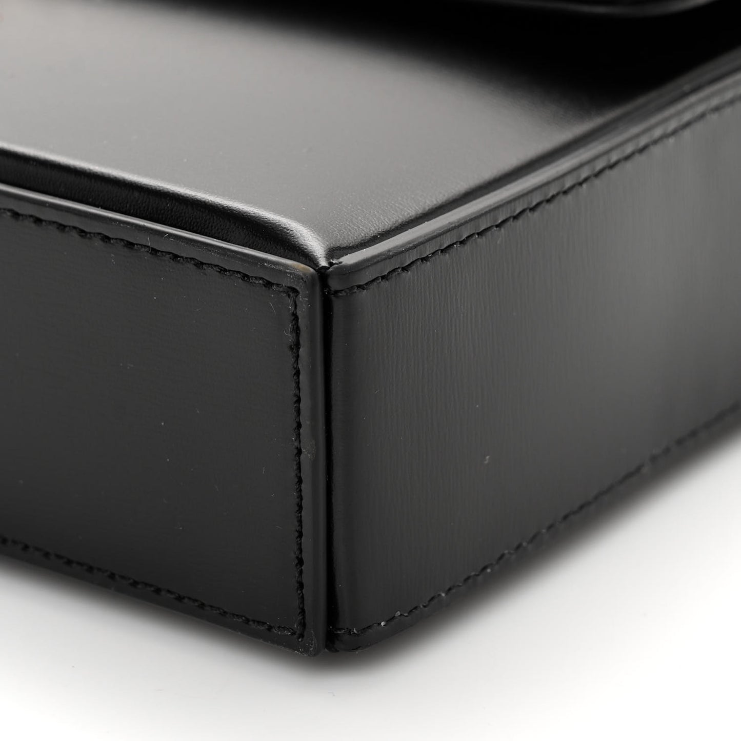 Shiny Calfskin Triomphe Chain Box Bag Black