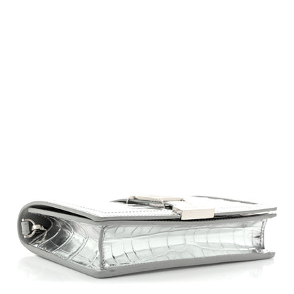 Versace Metallic Crocodile Embossed Calfskin Greca Goddess Wallet On Chain Silver 4 of 9