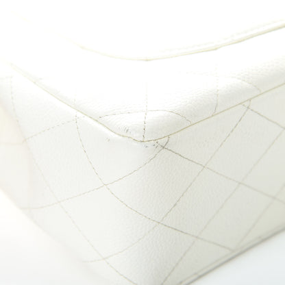 Chanel Caviar Quilted Jumbo Single Flap White 13 of 16