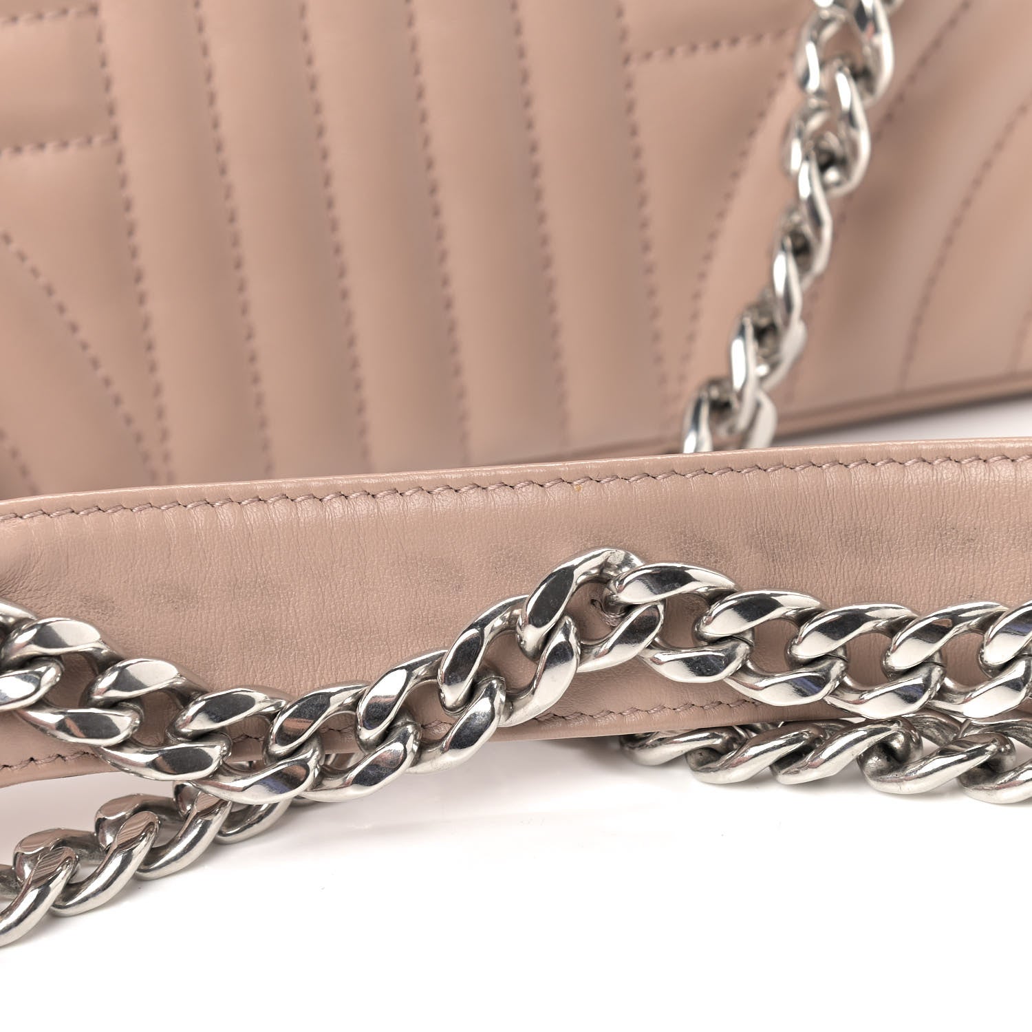Prada Soft Calfskin Impunture Diagramme Large Chain Flap Shoulder Bag Cipria 13 of 13