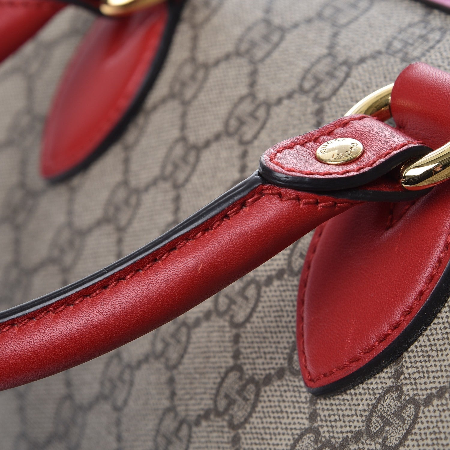 Gucci GG Supreme Monogram Medium Boston Beige Hibiscus Red New Rosette 15 of 15