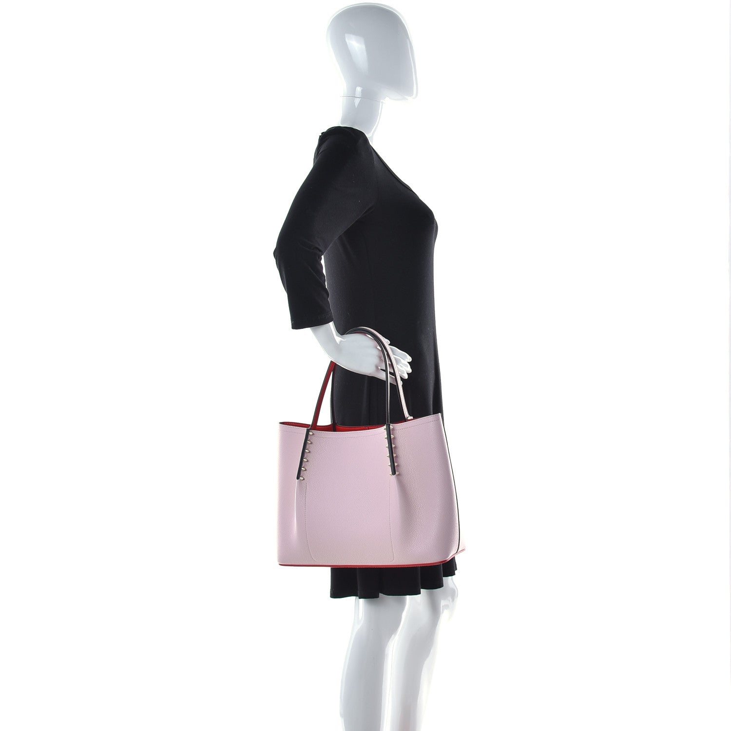 Christian Louboutin Calfskin Spiked Small Cabarock Shopper Tote Poupee 3 of 21