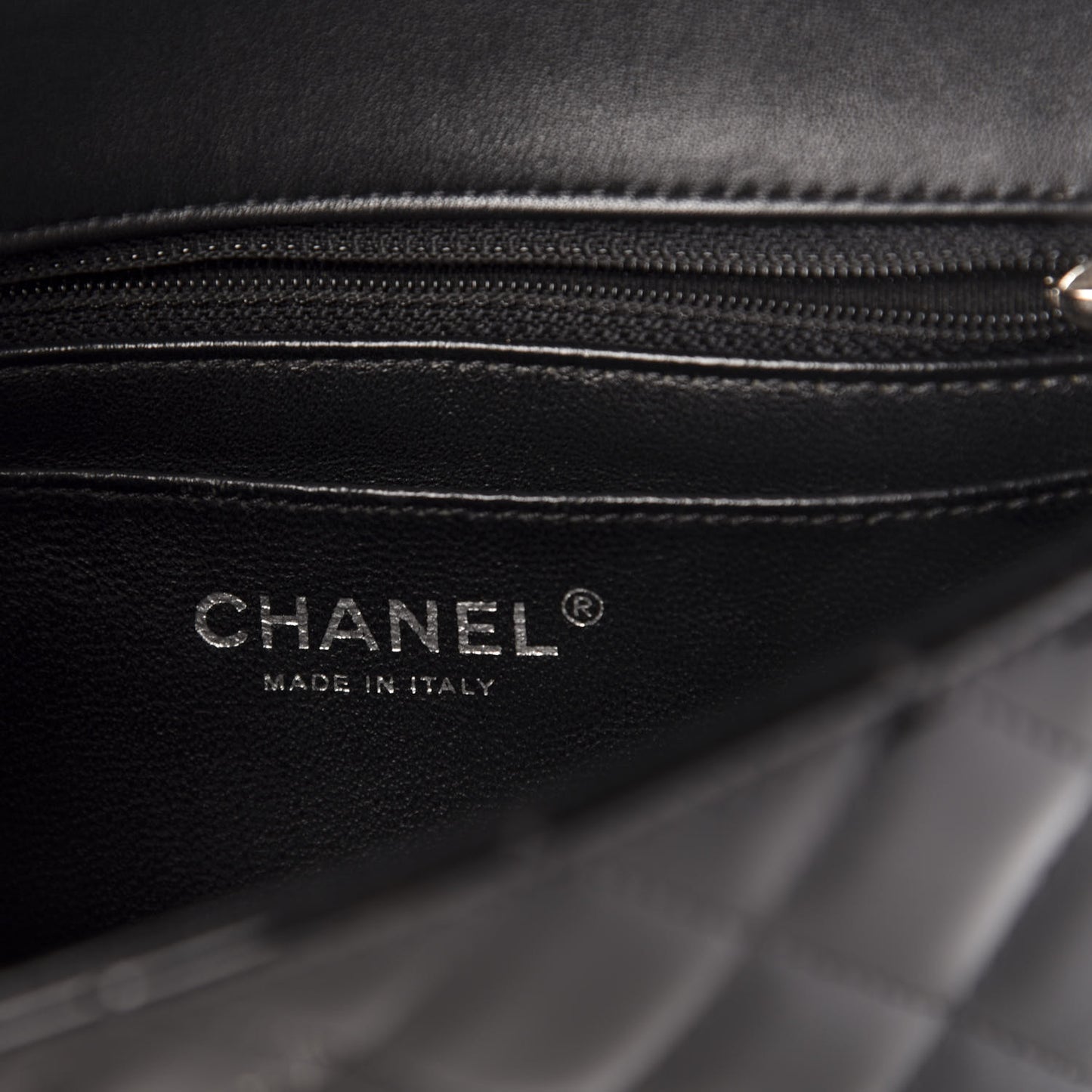Patent Calfskin Quilted Mini Rectangular Flap Black